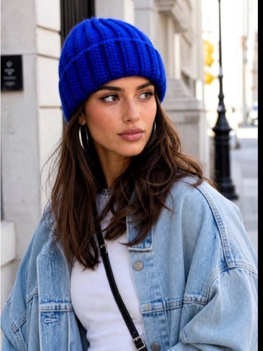 Chunky Blue Knit Beanie